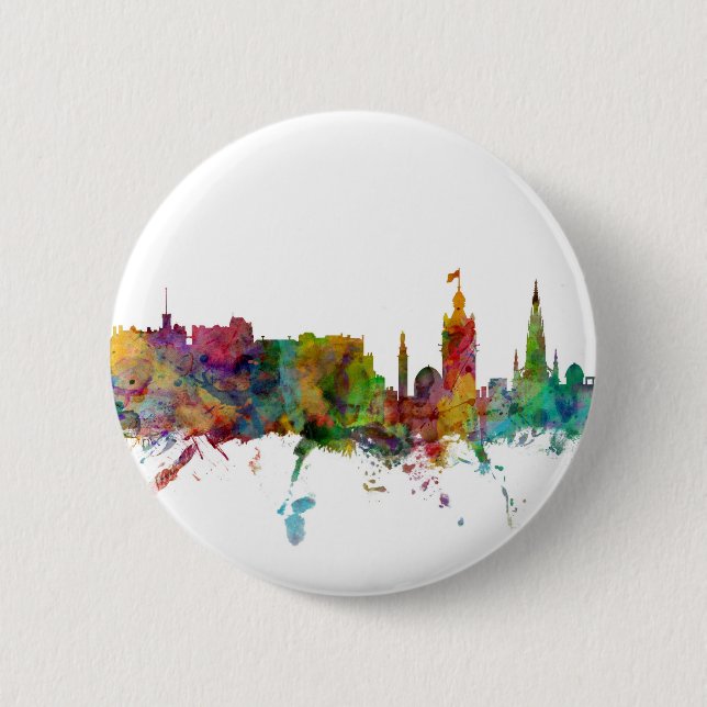 Edinburgh Scotland Skyline Button (Front)