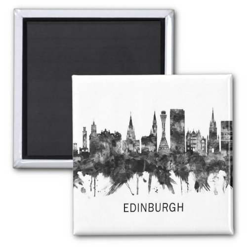 Edinburgh Scotland Skyline BW Magnet