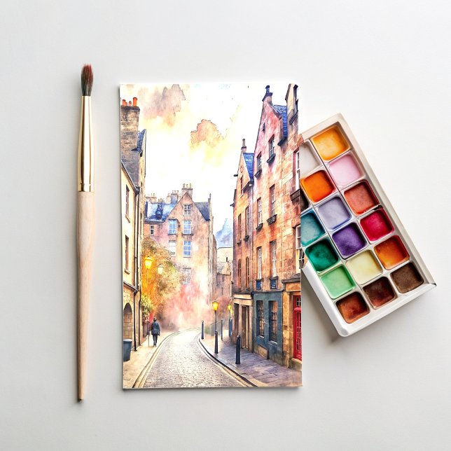 Edinburgh, Scotland, Street Watercolor Painting Postcard (Creator Uploaded)