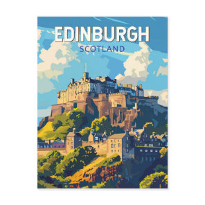 Edinburgh Scotland Travel Art Vintage Postcard