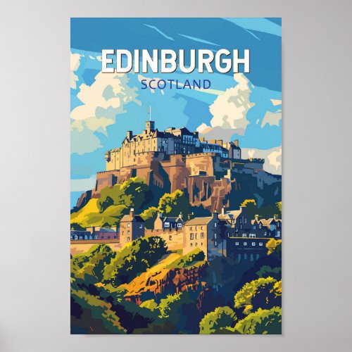 Edinburgh Scotland Travel Art Vintage Poster