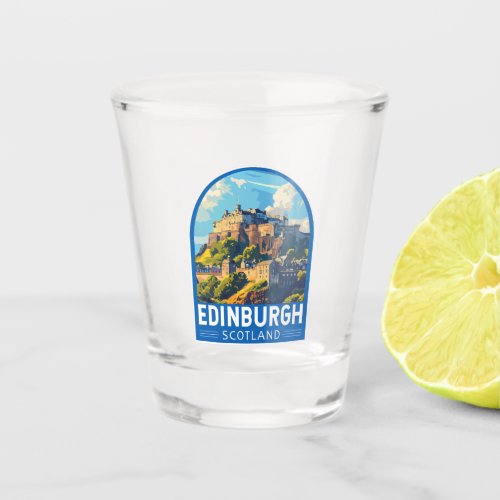 Edinburgh Scotland Travel Art Vintage Shot Glass
