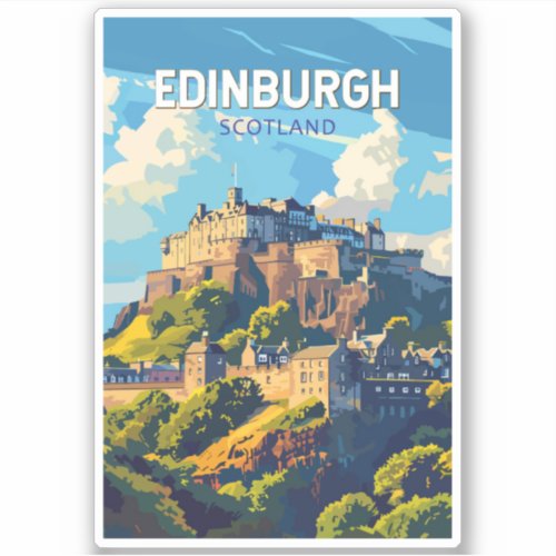 Edinburgh Scotland Travel Art Vintage Sticker