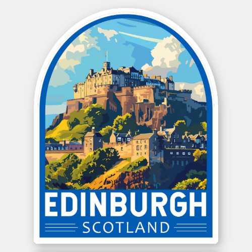 Edinburgh Scotland Travel Art Vintage Sticker