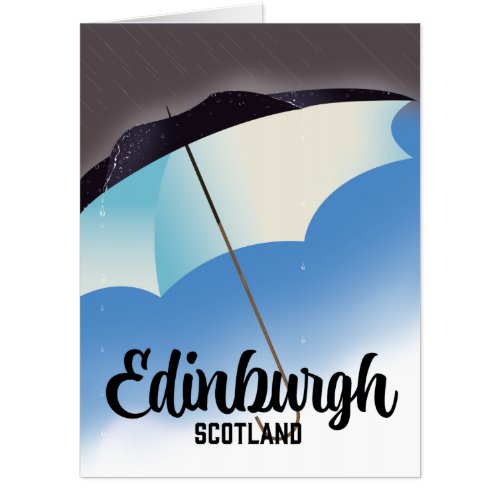 Edinburgh Scotland Umbrella travel poster Card