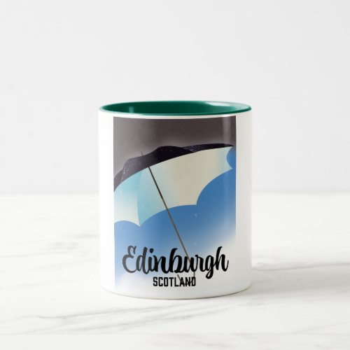 Edinburgh Scotland Umbrella travel poster Two_Tone Coffee Mug