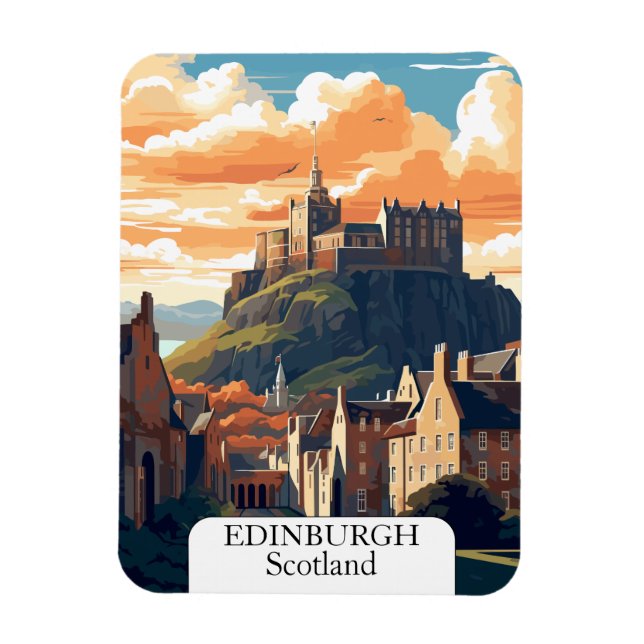 Edinburgh, Scotland Vintage Castle Magnet (Vertical)