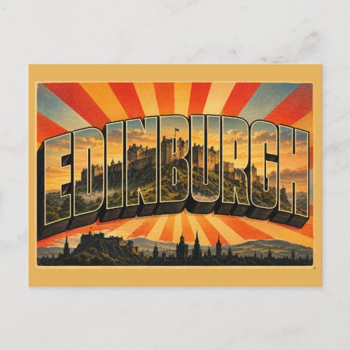 Edinburgh Scotland Vintage Travel Art Postcard