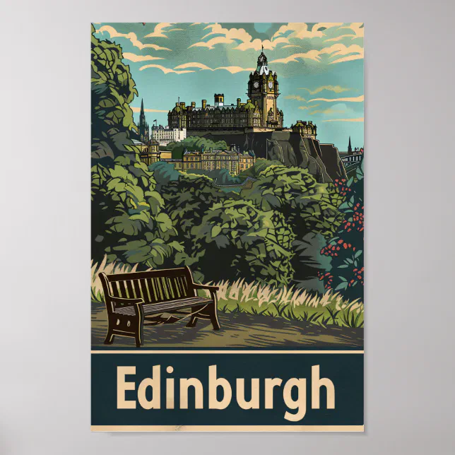 Edinburgh Scotland Vintage Travel Illustration Poster | Zazzle