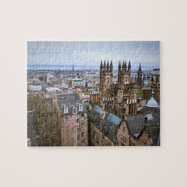 Edinburgh skyline from roof top, areal view, Edinb Jigsaw Puzzle (Horizontal)