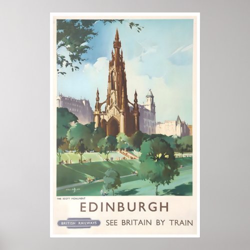 Edinburgh Travel Poster Scotland Art Scottish