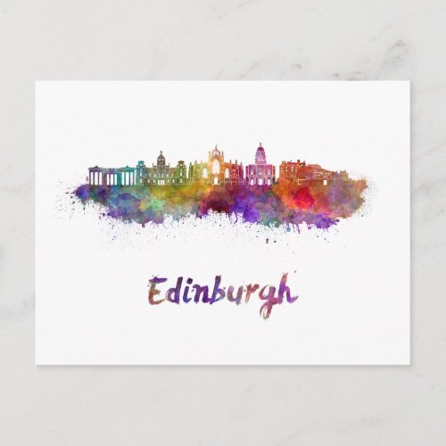 Edinburgh V2 skyline in watercolor Postcard