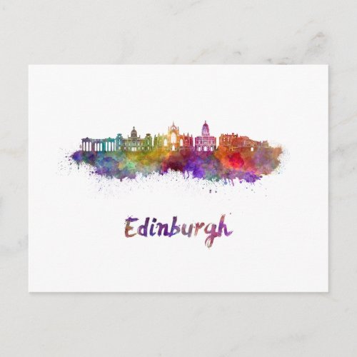 Edinburgh V2 skyline in watercolor Postcard