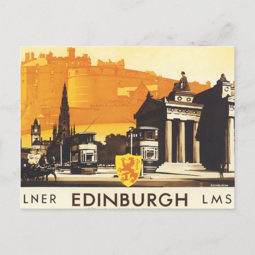 Edinburgh via LNER Rail Poster Postcard