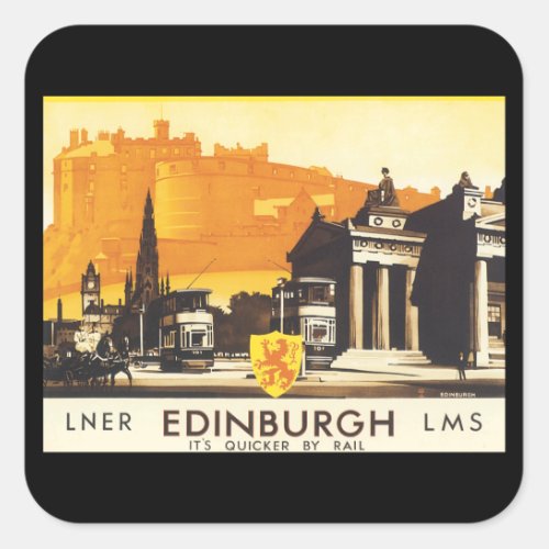 Edinburgh via LNER Rail Poster Square Sticker