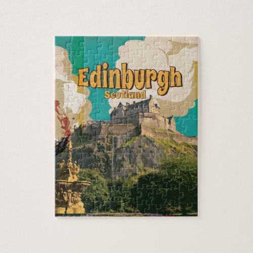 Edinburgh Vintage Travel Poster Jigsaw Puzzle