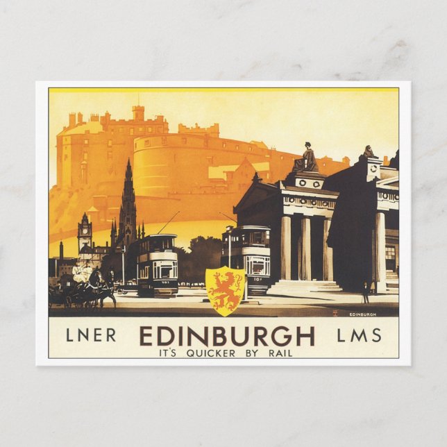 Edinburgh Vintage Travel Poster Postcard (Front)