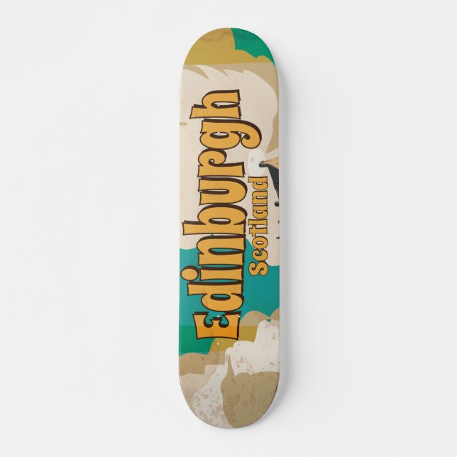 Edinburgh Vintage Travel Poster Skateboard Deck (Front)