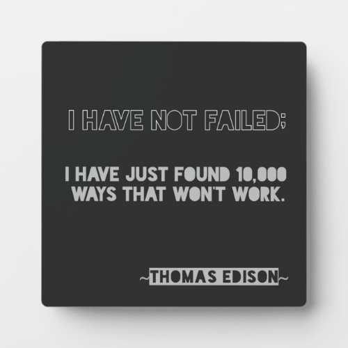 Edison 10000 ways Encouragement Typography Quote Plaque