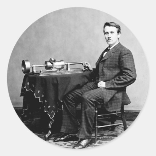 Edison and His Phonograph 1887 Classic Round Sticker