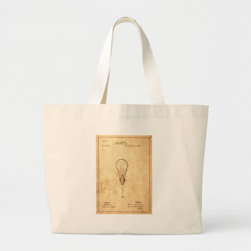 Edison Bulb Patent Large Tote Bag