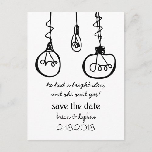 Edison Light Bulb Save the Date Postcard