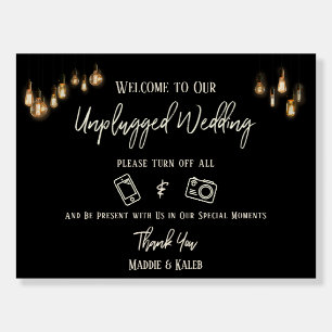 Edison Lights Casual Typography Unplugged Wedding Foam Board