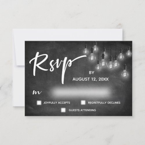 Edison Lights Chalkboard Modern Calligraphy RSVP