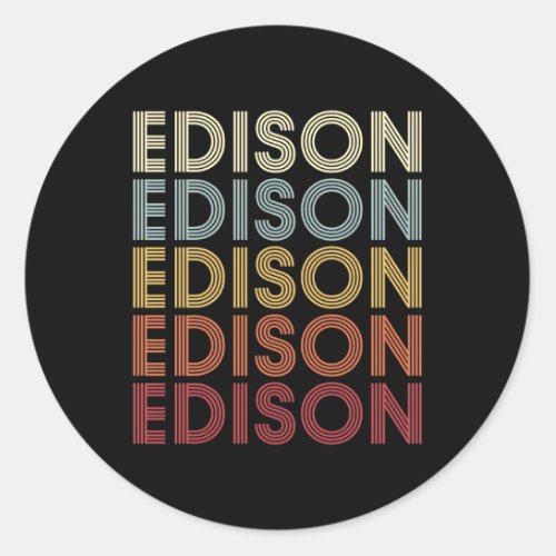 Edison New Jersey Edison Nj Text Classic Round Sticker
