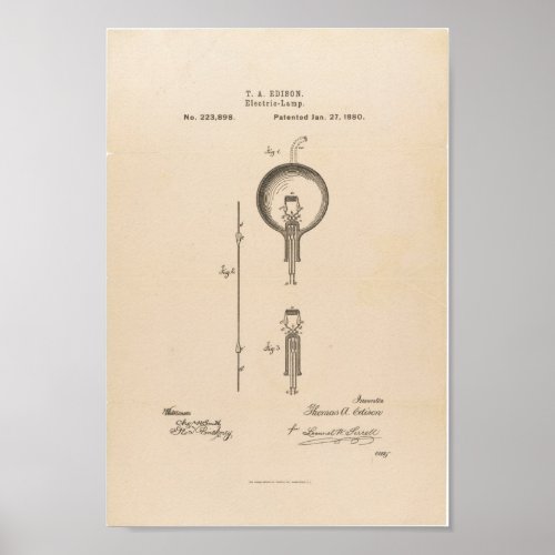 Edison Patent Light Bulb Poster
