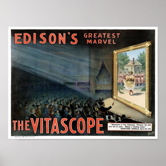 Edison The Vitascope 1896 Restored Vintage Poster (Front)