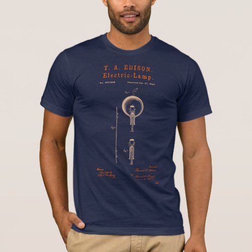Edisons Electric_Lamp Invention Dark Navy Blue T_Shirt