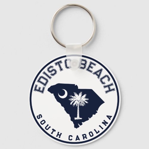Edisto Beach SC Flag Map Navy Vintage Souvenir Keychain