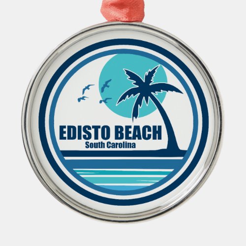 Edisto Beach South Carolina Palm Tree Birds Metal Ornament