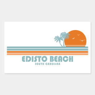 Edisto Beach South Carolina Sun Palm Trees Rectangular Sticker