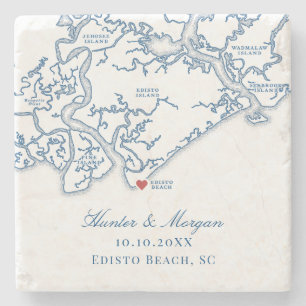 Edisto Beach Wedding Favor Edisto Island Map Stone Coaster