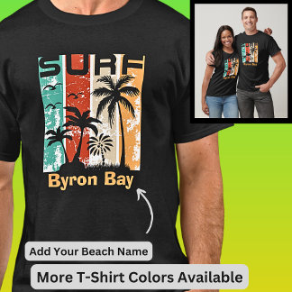 Edit All Text - Beach Name Surfer Sunset Palms T-Shirt