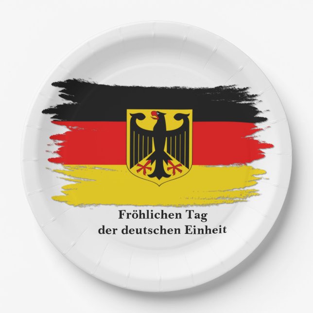 Edit  Any Text Germany Unity Day German Flag Paper Plates (Front)