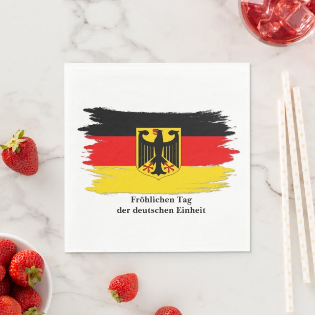 Edit  Any Text Germany Unity Day German Flag Round Napkins (Insitu)