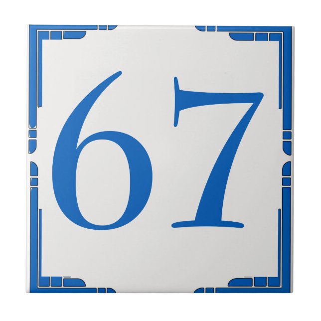 Edit Change House Number, Blue Ceramic Tile (Front)