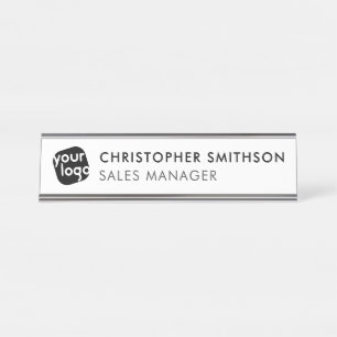 Edit Color & Add Your Logo Plate Changeable Office Desk Name Plate