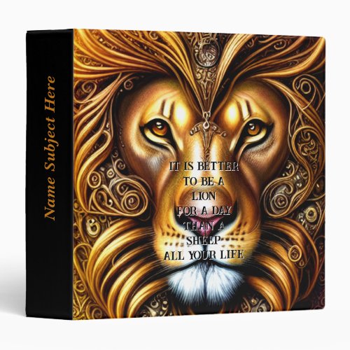 Editdelete Text _ Amazingly Beautiful Golden Lion 3 Ring Binder