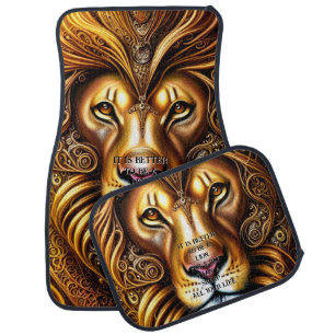 Edit/delete Text - Amazingly Beautiful Golden Lion Car Floor Mat