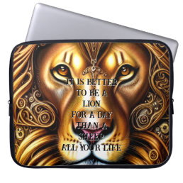 Edit/delete Text, Amazingly Beautiful Golden Lion Laptop Sleeve