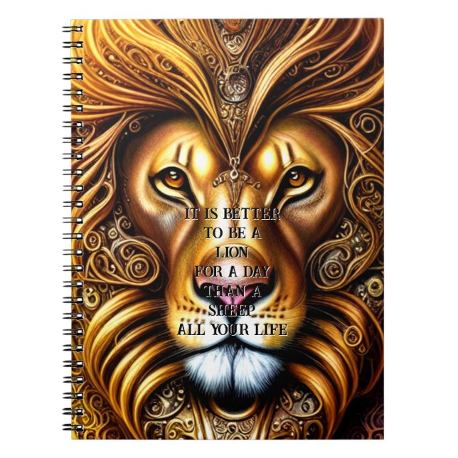 Edit/delete text - Amazingly Beautiful Golden Lion Notebook (Front)