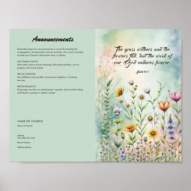 Edit, Download Church Bulletin Poster (Front)