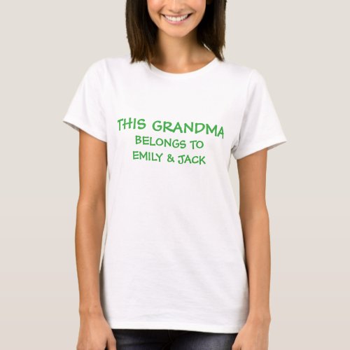 Edit grandkids names on Grandmas T_Shirt