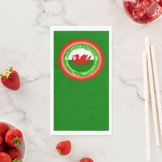Edit Matching Welsh Dragon St David's Day Paper Guest Towels (Insitu)