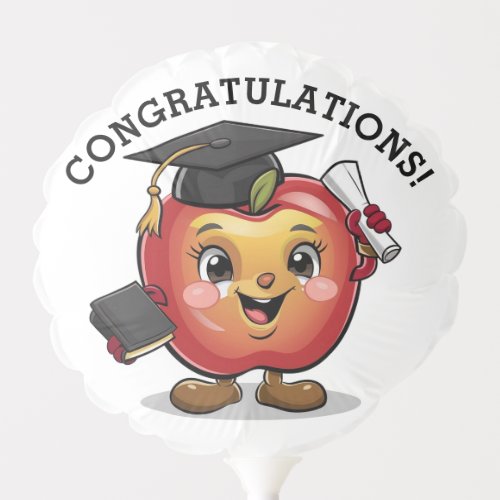Edit Name Year Text Red Apple Graduation Balloon
