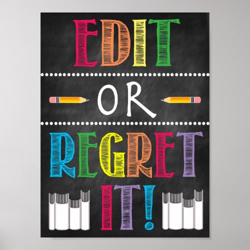 Edit Or Regret It Printable Poster